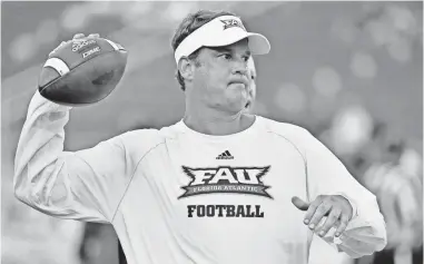  ?? JASEN VINLOVE/USA TODAY SPORTS ?? Florida Atlantic is led by Lane Kiffin, who led the Owls to an 11-3 record last year. He previously coached at Tennessee (7-6) and Southern California (28-15).