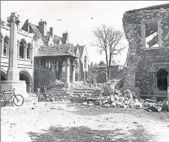  ??  ?? King’s School in Canterbury was damaged in German air raids but the Norman staircase, although battered, survived