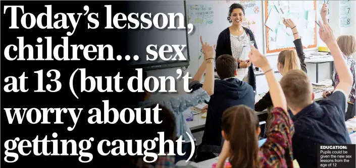  ??  ?? EDUCATION: Pupils could be given the new sex lessons from the age of 12