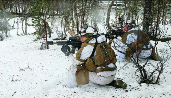  ?? REUTERS ?? Soldados de la OTAN, Suecia y Finlandia participan en las maniobras militares conjuntas «Cold Response» en Noruega