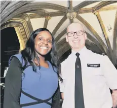  ??  ?? Fiona Onasanya and Supt Andy Gipp outside St John the Baptist church