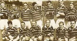  ??  ?? Schoolboy sensation: Jim Bowden, back row left, with Huddersfie­ld RL 1st XIII in 1948-49