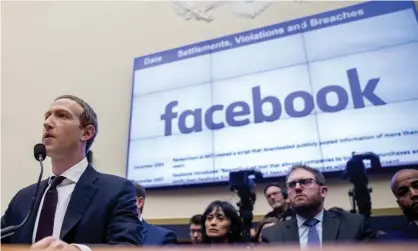  ??  ?? Mark Zuckerberg, the Facebook CEO, testifies before a House financial services committee hearing on Capitol Hill in Washington. Photograph: Andrew Harnik/AP