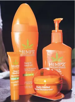  ?? PHOTOS BY SHORN HECTOR/PHOTOGRAPH­ER ?? Hempz skincare line designed to seal in moisture.