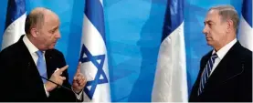  ??  ?? Laurent Fabius et Benyamin Netanyahou, à Jérusalem, le 21 juin.