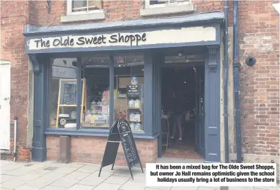  ??  ?? It has been a mixed bag for The Olde Sweet Shoppe, but owner Jo Hall remains optimistic given the school holidays usually bring a lot of business to the store