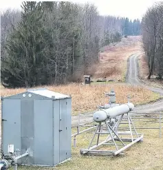  ??  ?? A natural-gas well head sits alongside the Margraff Plantation Trails in Accident, Maryland.