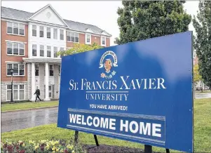  ?? CP PHOTO ?? A sign marks one of the entrances to the St. Francis Xavier University campus in Antigonish on Sept. 28.