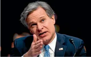  ?? AP ?? FBI Director Chris Wray has warned Congress that Russia is running a covert social media campaign aimed at dividing American public opinion and sowing discord ahead of the 2020 presidenti­al election.
