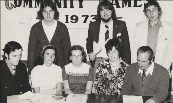  ??  ?? Frank Godfrey and members of the Drogheda Community Games committee in 1973.