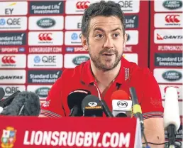  ??  ?? Greig Laidlaw at yesterday’s Lions press conference.