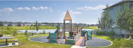  ?? PHOTOS: QUALICO COMMUNITIE­S ?? A young city, there are more four-year-olds in Beaumont than seniors to take advantage of amenities like this playground in the Ruisseau community.