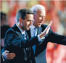  ?? Beau and Joe Biden on stage in 2008. Photo: REUTERS ??