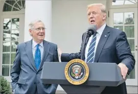  ?? Saul Loeb AFP/Getty Images ?? PRESIDENT TRUMP and Senate Majority Leader Mitch McConnell make a public show of unity at the White House on Monday after months of tensions.