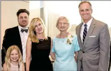  ??  ?? Aaron Peeples and his daughter Morgan, Terry Peeples, Jo Peeples, grandmothe­r of the bride, and Daryl Peeples