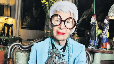  ?? KINOSMITH ?? “Getting older ain’t for sissies, I tell you,” says American fashion designer and entreprene­ur Iris Apfel, who is still working hard at age 96.