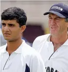  ??  ?? Star pupil: John Wright, right, with Sourav Ganguly