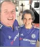  ??  ?? CHELSEAD UP: Durban Chelsea fans Dale Johnson and Gio (from Rio) Marcondes in the colours of their favourite team.