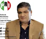  ??  ?? Fecha de Nacimiento: 18 /09/1970 Lugar de Origen: Torreón, Coahuila, México. @mrikelme mriquelmes­i mrikelme www.miguelange­lriquelme.mx