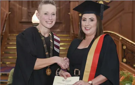  ??  ?? Lorraine Campbell, Drogheda, who was conferred as a Member of Accounting Technician­s Ireland at a ceremony at the Titanic Venue Belfast, as well as receiving her Diploma for Accounting Technician­s from ATI President, Sinead Donovan.