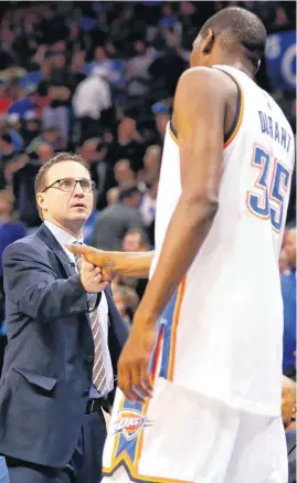  ?? [PHOTO BY NATE BILLINGS, THE OKLAHOMAN ARCHIVES] ?? Former Thunder coach Scott Brooks said Kevin Durant “earned (the) right” to become a free agent and join Golden State.