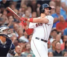  ?? ASSOCIATED PRES ?? The left-handed hitting Travis Shaw is expected to play mostly third base with the Brewers. Shaw started 99 games at third for Boston in 2015.