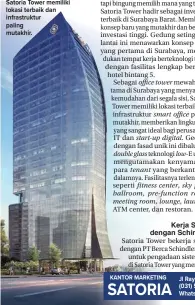  ??  ?? SMART OFFICE: Satoria Tower memiliki lokasi terbaik dan infrastruk­tur paling mutakhir.