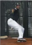  ?? LYNNE SLADKY ?? New York Yankees relief pitcher Aroldis Chapman throws in the bullpen at the New York Yankees spring training baseball facility, Saturday, Feb. 16, 2019, in Tampa, Fla.