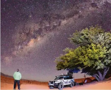  ??  ?? Die Sterne leuchten noch heller in Namibia als im hohen Norden von Grönland, stellt Klaus Schier fest.