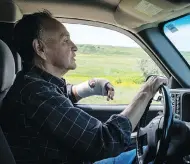  ?? JEFF MCINTOSH / THE CANADIAN PRESS FILES ?? Former Blood Tribe chief Harley Frank drives on disputed land near his home near Spring Coulee, Alta.