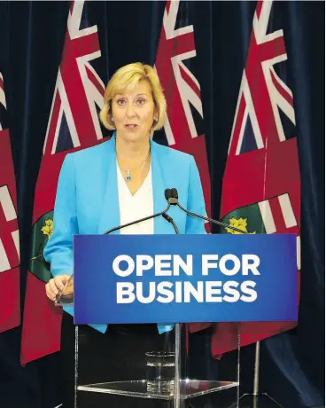  ?? ANTONTELLA ARTUSO / TORONTO SUN ?? Labour Minister Laurie Scott said the government would be “helping the low-income people in Ontario with tax breaks” to ease the sting of the axed $15 minimum wage.