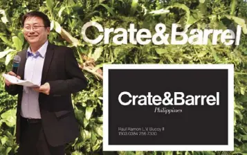  ??  ?? Crate&Barrel Philippine­s business unit head Albert Ong at the launch of Crate&Barrel Privilege Card exclusive for interior designers, decorators and architects. The Privilege Card (inset) includes discounts, first dibs on the new collection and...