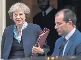  ?? AFP ?? Salida. La primer ministra Theresa May, ayer, sale de su residencia.