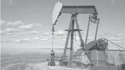  ?? OLIVIA KACHMAN ?? Oilfield service companies have fracked nearly 400 wells in and around Grande Prairie, Alta., so far this year, close to peak activity levels reached in 2014 and a major recovery after several years of decline. Above, a pump jack works near Grande...