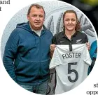  ?? ?? Michaela Foster, right, with dad Ian, the All Blacks coach. Michaela supports Liverpool while Ian is an Everton fan.