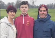  ?? ?? Junior Boys’ captain, Rory Hickey, with his parents Tina and John Hickey.