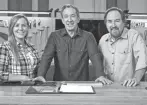  ?? JASON ELIAS/THE HISTORY CHANNEL ?? Woodworkin­g DIY expert April Wilkerson, from left, stars with Tim Allen and Richard Karn in “Assembly Required.”