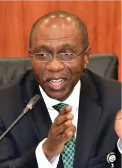  ??  ?? CBN Governor, Godwin Emefiele