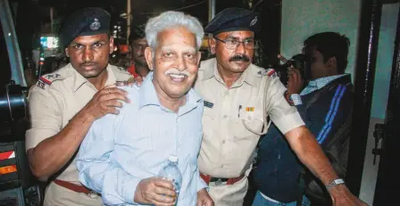  ??  ?? P. VARAVARA RAO , Telugu litterateu­r and Marxist ideologue, has been arrested yet again for being a naxalite sympathise­r.