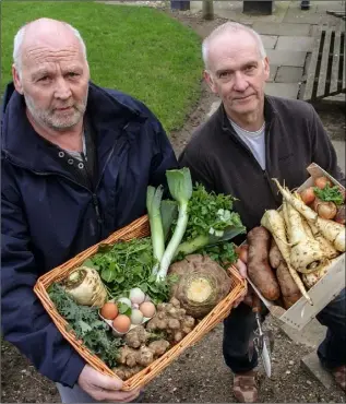  ??  ?? Denis Shannon,Cubslough Farm, Killinick and Merv Morrison of The Veg Patch, Ferns.