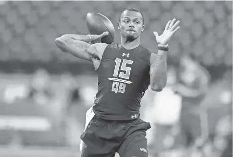  ?? BRIAN SPURLOCK, USA TODAY SPORTS ?? Deshaun Watson, above, appears to be one of the top two quarterbac­ks in this year’s draft and might be a good fit with the Cardinals, where he could serve an apprentice­ship under Carson Palmer.