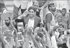  ?? REUTERS ?? Bilawal Bhutto Zardari, chairman of the Pakistan Peoples Party, waves to his supporters during a campaign rally ahead of general elections, in Karachi, July 1