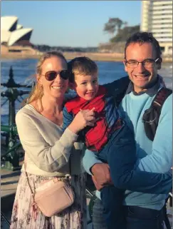  ??  ?? Donna Campbell with husband Andy and son Liam in Sydney.