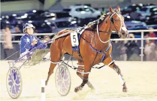  ?? CREDIT: TRISH DUNELL ?? Piece of cake . . . Elle Mac, driven by Natalie Rasmussen, wins the group 1 Northern Oaks at Ellerslie last night with ease.