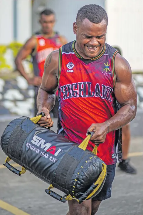  ?? Photo: Leon Lord ?? Naitasiri first five eight Kini Douglas training at the Stanley Brown Naval Base in Suva on April 12,2021.