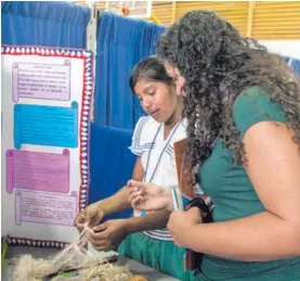  ?? ALEJANDRO GAMBOA ?? Ligia Bejarano (izq.) le explica a Kattia Núñez cómo extrar fibras de plantas, como la pita, para luego fabricar trenzas.