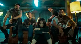  ?? Jasper Savage/Amazon Studios via AP ?? This image released by Amazon Studios shows (from left) Karl Urban, Jack Quaid, Karen Fukuhara, Tomer Capon and Laz Alonso from the series “The Boys,” returning for a second season, on Sept. 4 on Amazon Prime.