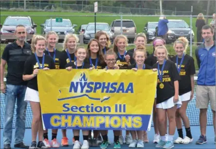  ?? BY JOHN BREWER JBREWER@ONEIDADISP­ATCH.COM @DISPATCHBR­EWER ON TWITTER ?? The Oneida girls tennis team capped off an unbeaten regular season with a Section III Class B crown after taking down New Hartford 7-0.