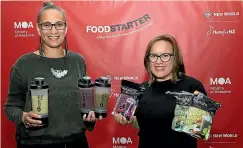  ??  ?? Pania Winterburn and Arohaina Owen, of Kaitahi As One. The smoothie drop company won the small suppliers’ category at Foodstuffs’ Foodstarte­r awards.