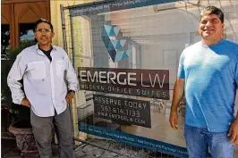  ?? KEVIN D. THOMPSON / THE PALM BEACH POST ?? Ray Maranges and Richard Cruz are the men behind Emerge Lake Worth, a new office space complex at 631 Lucerene Ave.